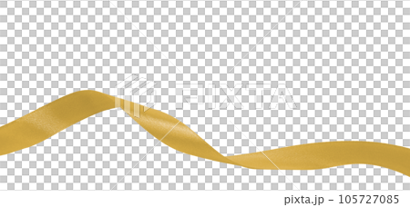 bright gold ribbon on transparent background, PNG image. 105727085