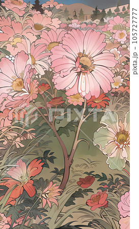背景素材壁紙,イラスト,花,メッセージ,フリー, 105727777