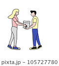 Illustration of a woman giving a gift 105727780