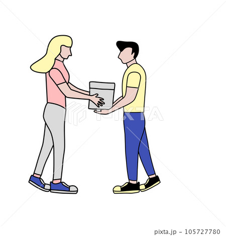 Illustration of a woman giving a gift 105727780