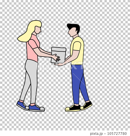 Illustration of a woman giving a gift 105727780