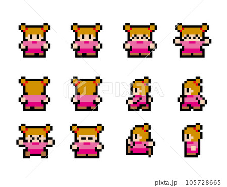 現代RPG風ドット絵 女の子モーションセット 現代RPG風ドット絵 女の子モーションセット 105728665