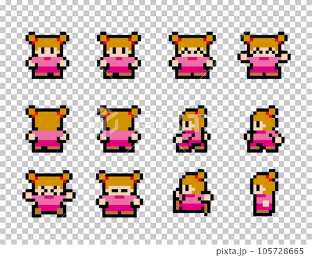 現代RPG風ドット絵 女の子モーションセット 現代RPG風ドット絵 女の子モーションセット 105728665