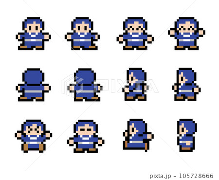 現代RPG風ドット絵　サラリーマンのモーションセット 105728666