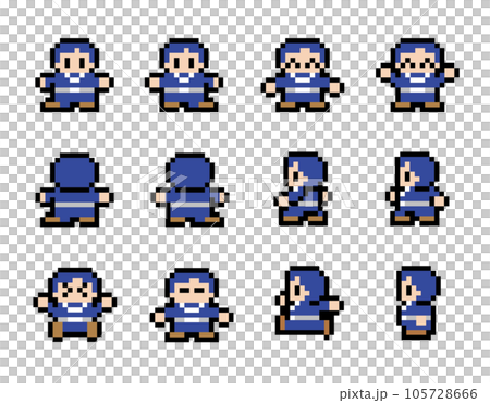 現代RPG風ドット絵　サラリーマンのモーションセット 105728666