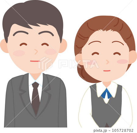 抑えた表情の白い手袋をはめた働く人_男女_上品に微笑む_上半身 105728702