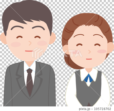抑えた表情の白い手袋をはめた働く人_男女_上品に微笑む_上半身 105728702