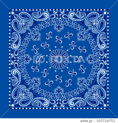 オリジナル柄バンダナ 青色 105728751