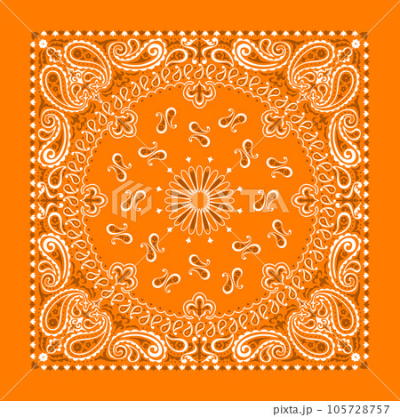 オリジナル柄バンダナ オレンジのイラスト素材 [105728757] - PIXTA