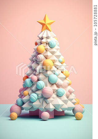 Vertical Christmas tree 3D candy pastel background 105728881