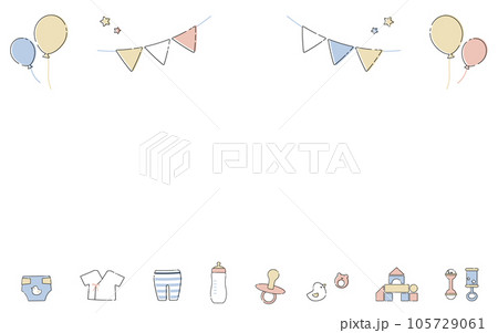 赤ちゃん ベビーグッズ かわいいイラスト素材 カード 赤ちゃん ベビーグッズ かわいいイラスト素材 カード 105729061