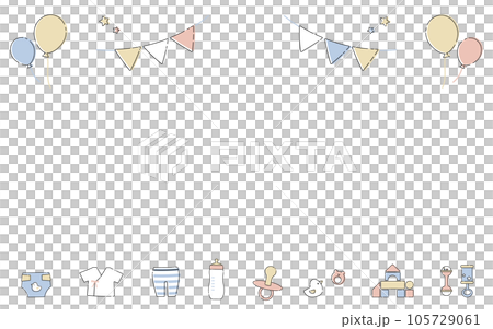 赤ちゃん ベビーグッズ かわいいイラスト素材 カード 赤ちゃん ベビーグッズ かわいいイラスト素材 カード 105729061
