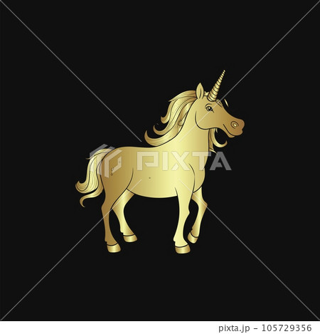 Gold Vector Illustration of a Unicorn 105729356