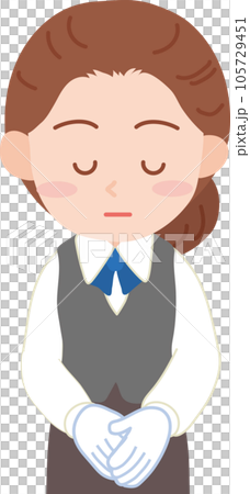 戴著白手套、表情內斂的職業女性_鞠躬_上半身 105729451