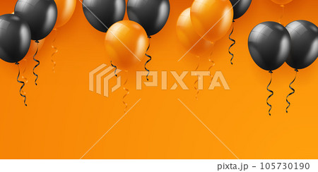 Celebration background with beautiful orange and black balloons. vector illustration Celebration background with beautiful orange and black balloons. vector illustration 105730190