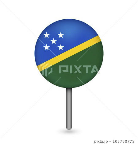 Map pointer with contry Solomon Islands. Solomon Islands flag. Vector illustration. Map pointer with contry Solomon Islands. Solomon Islands flag. Vector illustration. 105730775