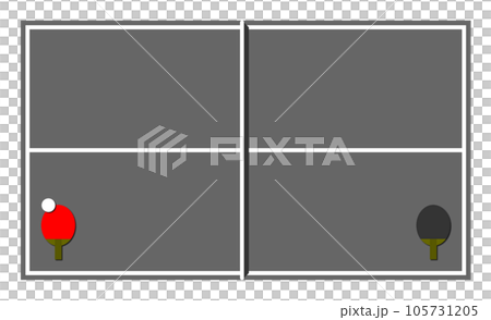 屋内スポーツで人気な卓球台の平面イラスト 105731205