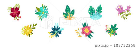 Fancy Shaped Flower Bud and Blossom Vector Set Fancy Shaped Flower Bud and Blossom Vector Set 105732259