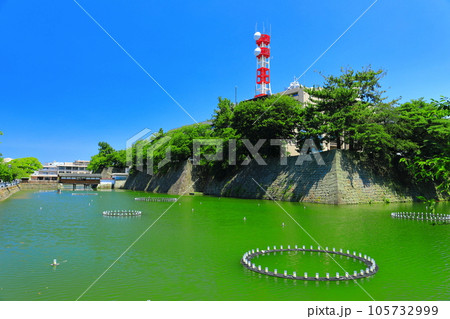 【福井県】快晴の福井城跡(御廊下橋) 【福井県】快晴の福井城跡(御廊下橋) 105732999