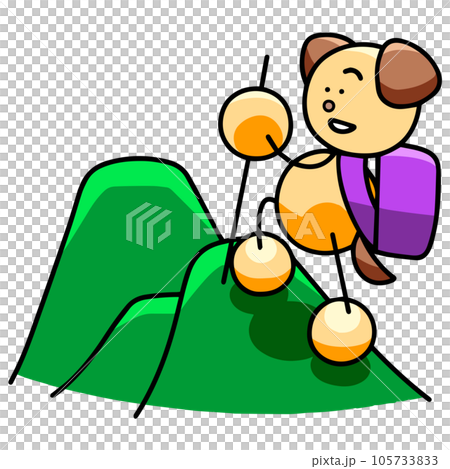 狗爬山插畫（橫版反轉版）狗 105733833