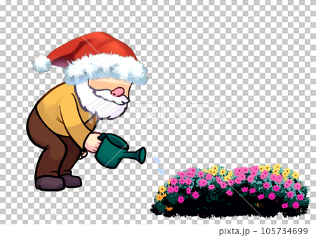 Person Santa watering flowers 105734699