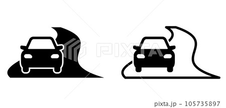 s字カーブの道路と車のアイコン 105735897