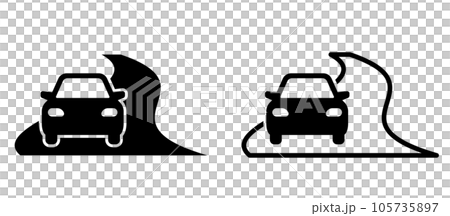 s字カーブの道路と車のアイコン 105735897