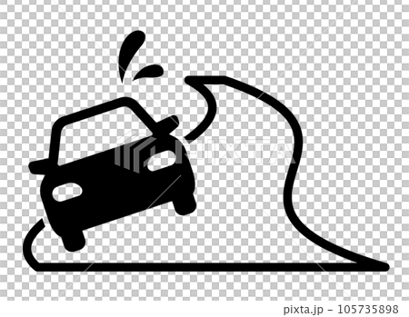 S-shaped curve road and slipping car icon 105735898