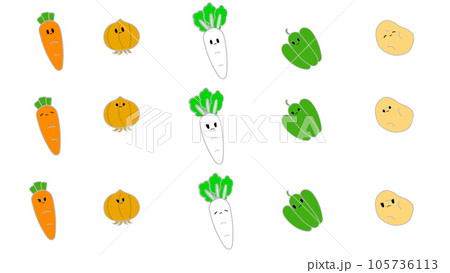 色んな表情のかわいい野菜イラストです 色んな表情のかわいい野菜イラストです 105736113