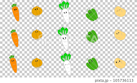 色んな表情のかわいい野菜イラストです 色んな表情のかわいい野菜イラストです 105736113
