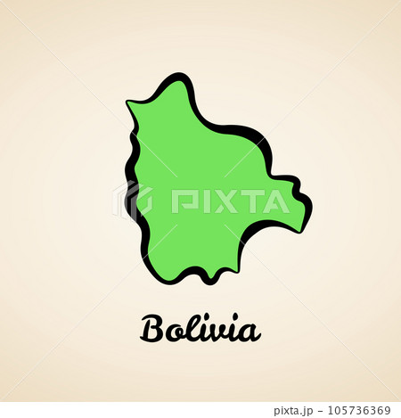 Bolivia outline map national borders country shape state Stock