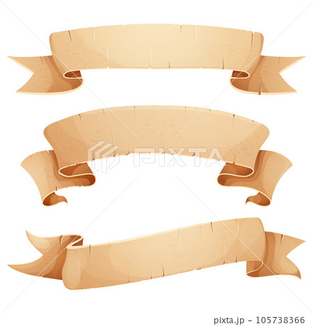 Old Paper Scroll Ribbon, Parchment Roll Icon, Curled Banners Stock Photo by  ©vladimirs 123346918