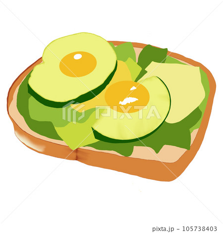 Watercolor Illustration Avocado Healthy Toast Vegetarian Menu 105738403