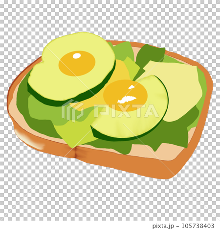 Watercolor Illustration Avocado Healthy Toast Vegetarian Menu 105738403