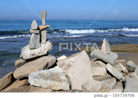 Stones in a city park on the Mediterranean coast in northern Israel. Stones in a city park on the Mediterranean coast in northern Israel. 105739706