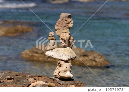 Stones in a city park on the Mediterranean coast in northern Israel. 105739724