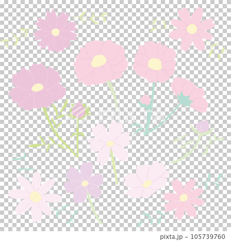 Simple deformed cosmos color illustration set 105739760