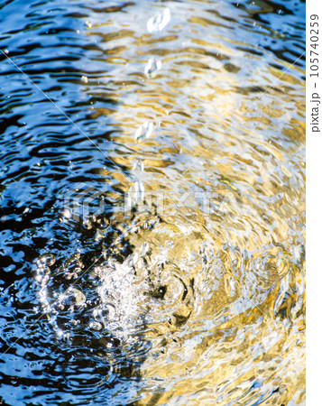 夏の清涼な景色　水鉢に波紋を作る清涼な水滴　背景素材 105740259