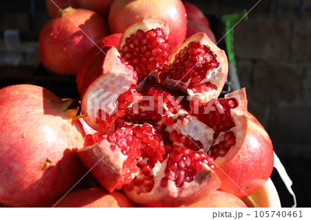 Vegetables and fruits are sold at the city bazaar in Israel. 105740461