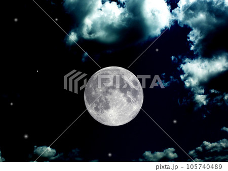 The moon in the night skyのイラスト素材 [105740489] - PIXTA
