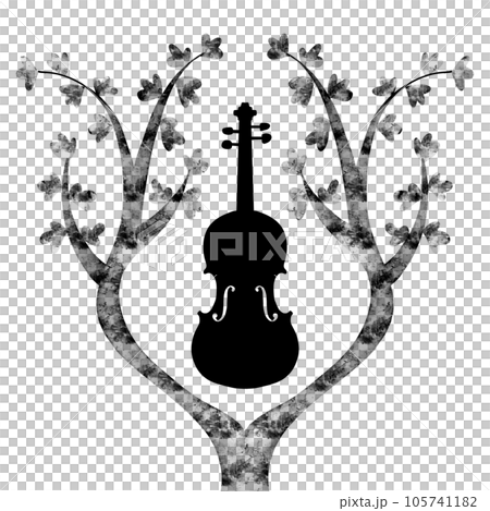 A simple illustration of a silhouette of a violin 105741182