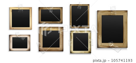 Old vintage photo frame collage with tape vector 105741193