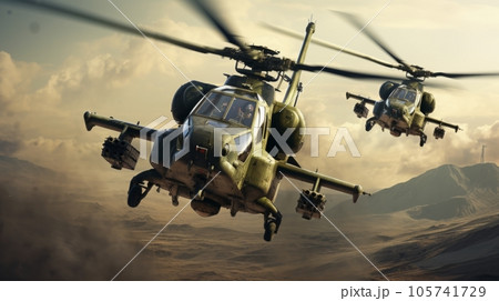 重武装の戦闘ヘリコプター:AI作品 重武装の戦闘ヘリコプター:AI作品 105741729