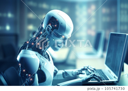 人の代わりに仕事をするロボット:AI作品 人の代わりに仕事をするロボット:AI作品 105741730