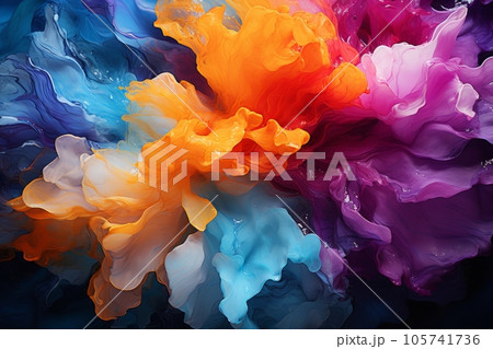 カラフルなインクが飛び出す瞬間：AI作品 105741736