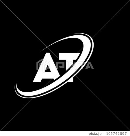 TA T A letter logo design. Initial letter TA linked circle