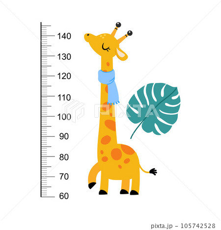 Growth Ruler with Cute Giraffe Animal at Kids Height Meter Vector Illustration Growth Ruler with Cute Giraffe Animal at Kids Height Meter Vector Illustration 105742528