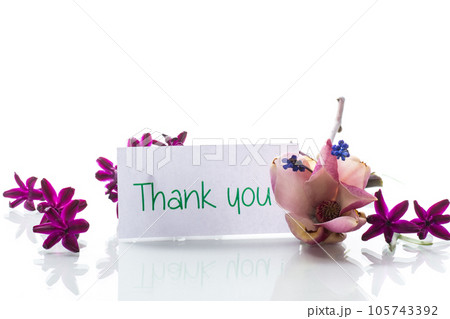 beautiful bouquet of spring flowers with congratulations for mother 105743392