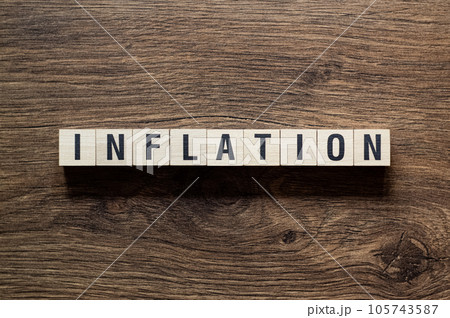 Inflation - word concept on building blocks, text Inflation - word concept on building blocks, text 105743587