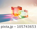 Abstract composition made of different illuminating cubes. Digitally rendered illustration. Technology, business, future, web3, metaverse design concept. Virtual reality, new digital worlds 105743653